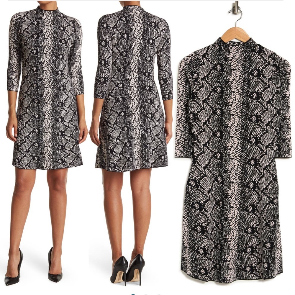Nanette Nanette Lepore Animal print mock neck sweater dress